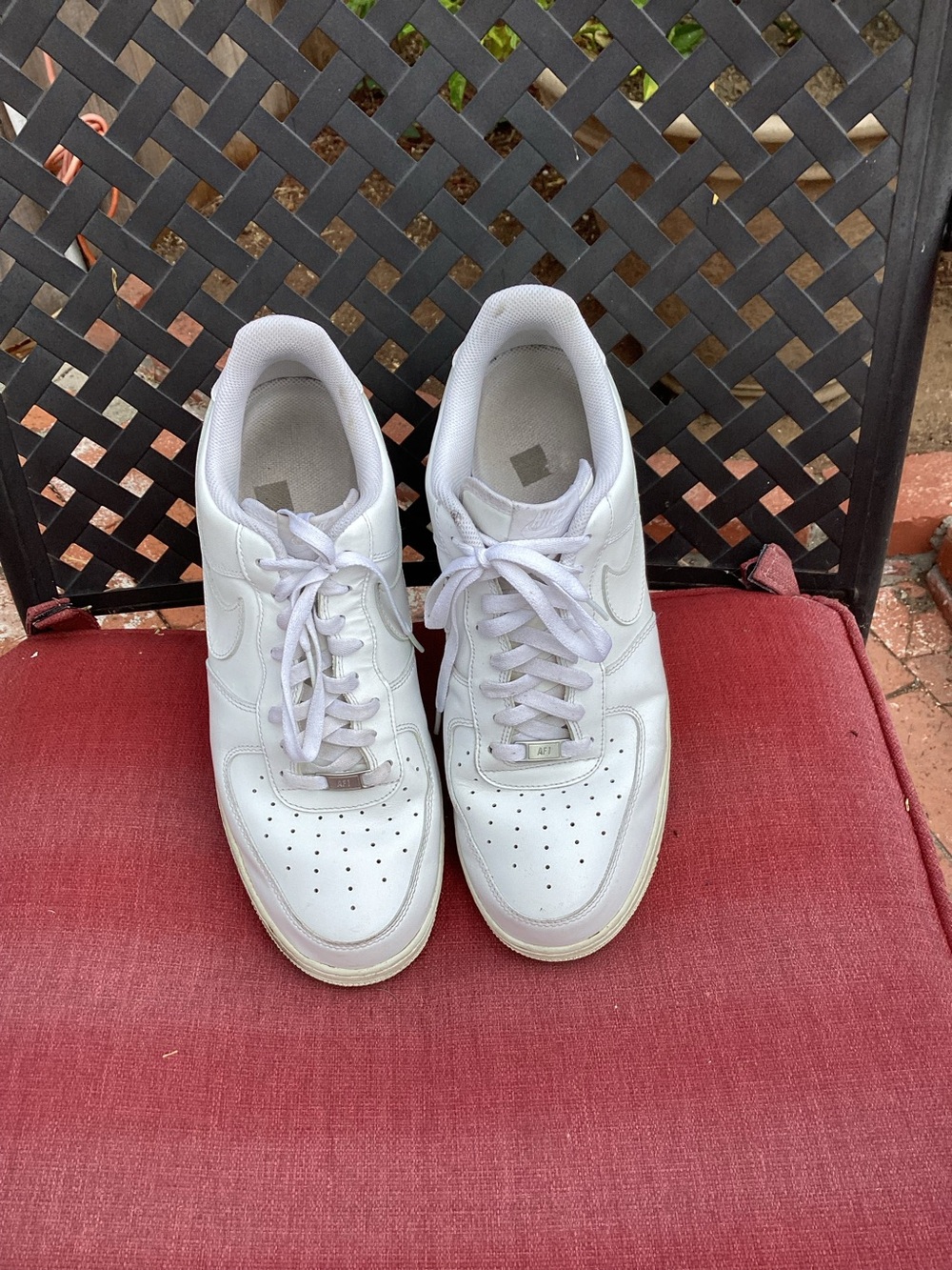 Nike Air Force 1,White Leather Sneakers, Size 14